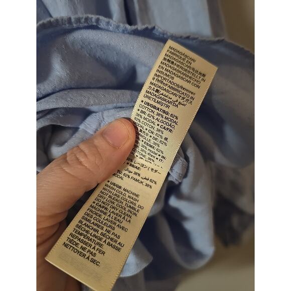 NWT Goodthreads Blue Pocket Long Sleeve Tunic Swiss Dot Button Down Top Woman 2X - Picture 6 of 6